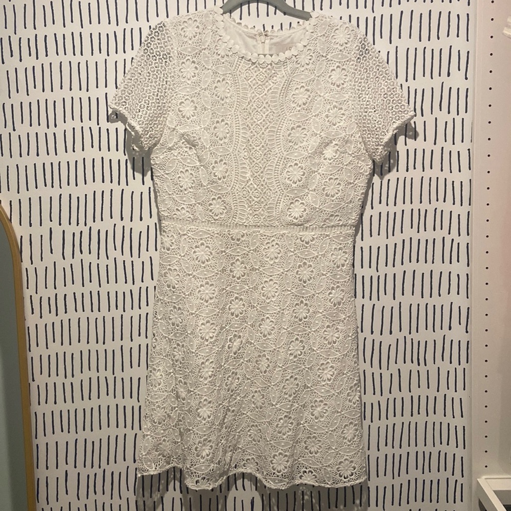 Lace Overlay White Dress